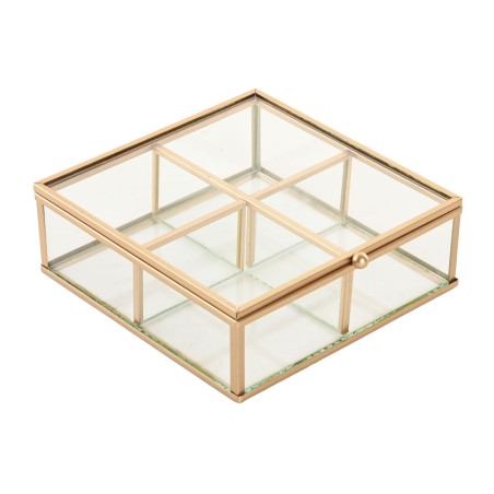 Scatola-Portagioie Home ESPRIT Dorato Metallo Cristallo 15 x 16 x 5 cm