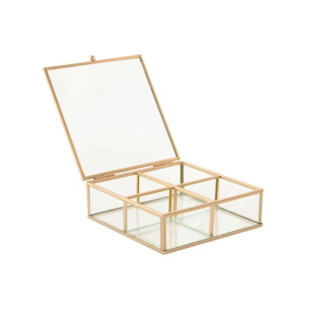 Scatola-Portagioie Home ESPRIT Dorato Metallo Cristallo 15 x 16 x 5 cm