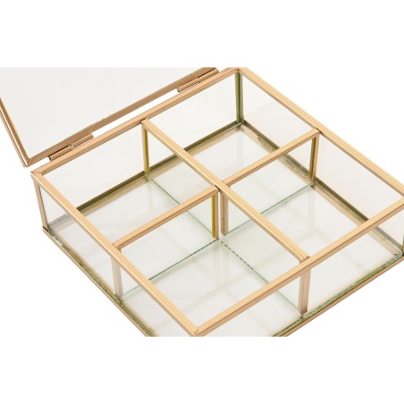 Scatola-Portagioie Home ESPRIT Dorato Metallo Cristallo 15 x 16 x 5 cm