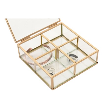 Scatola-Portagioie Home ESPRIT Dorato Metallo Cristallo 15 x 16 x 5 cm