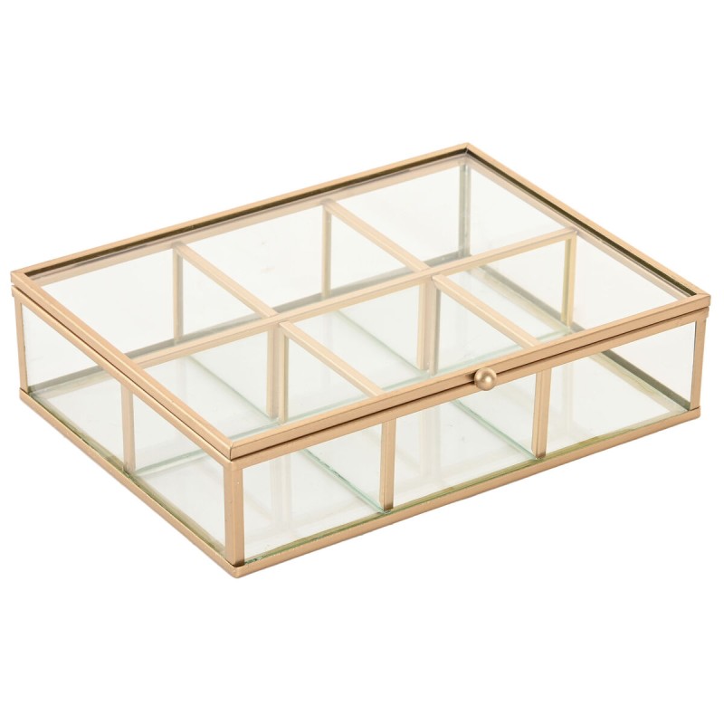 Scatola-Portagioie Home ESPRIT Dorato Metallo Cristallo 20 x 16 x 5 cm Scatola-Portagioie Home ESPRIT Dorato Metallo Cristallo 20 x 16 x 5 cm