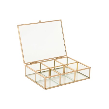 Scatola-Portagioie Home ESPRIT Dorato Metallo Cristallo 20 x 16 x 5 cm