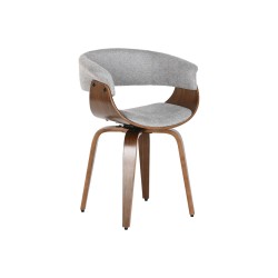 Sedia da Sala da Pranzo Home ESPRIT Marrone Grigio Poliestere Legno di noce Poliuretano 61 x 46 x 78 cm