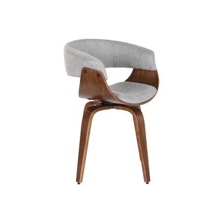Sedia da Sala da Pranzo Home ESPRIT Marrone Grigio Poliestere Legno di noce Poliuretano 61 x 46 x 78 cm
