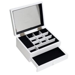 Scatola-Portagioie Home ESPRIT Bianco Legno MDF 21 x 17 x 9 cm