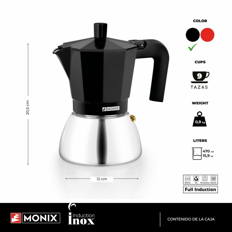Caffettiera Italiana Monix INOX BLACK 9T Nero 470 ml Caffettiera Italiana Monix INOX BLACK 9T Nero 470 ml