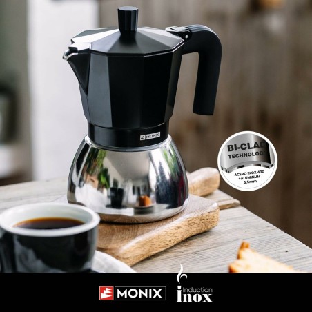 Caffettiera Italiana Monix INOX BLACK 9T Nero 470 ml