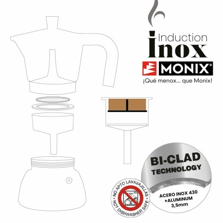 Caffettiera Italiana Monix INOX BLACK 9T Nero 470 ml