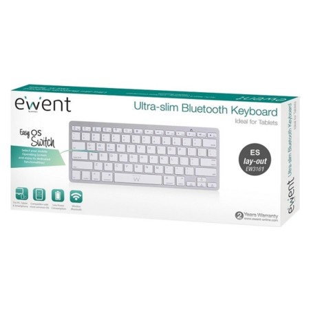Tastiera Bluetooth Ewent EW3161 Bianco Argentato