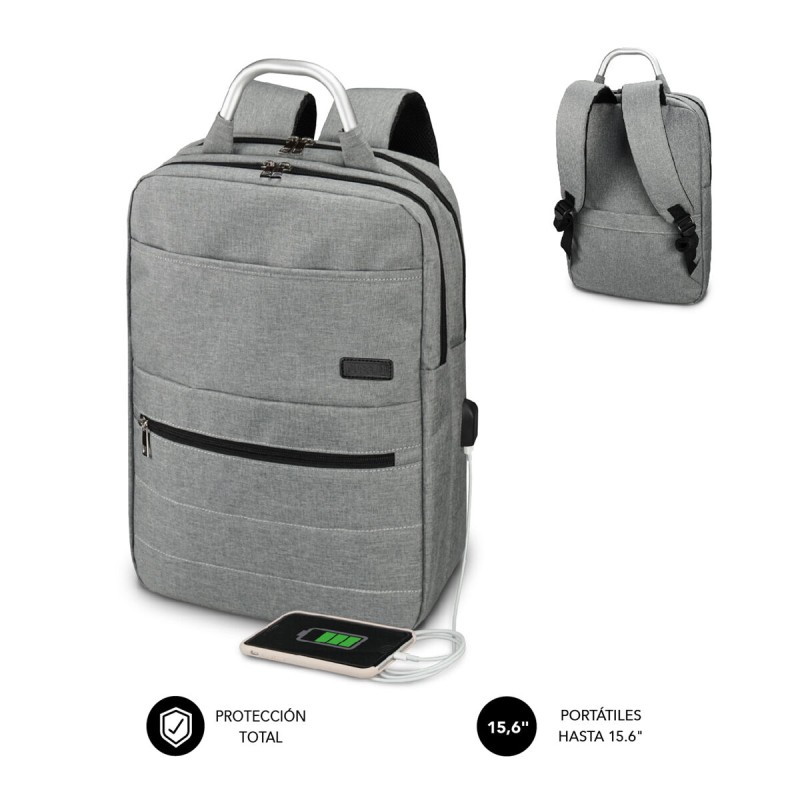 Zaino per PC Portatile e Tablet con Uscita USB Subblim SUB-BP-3EAP001 Grigio