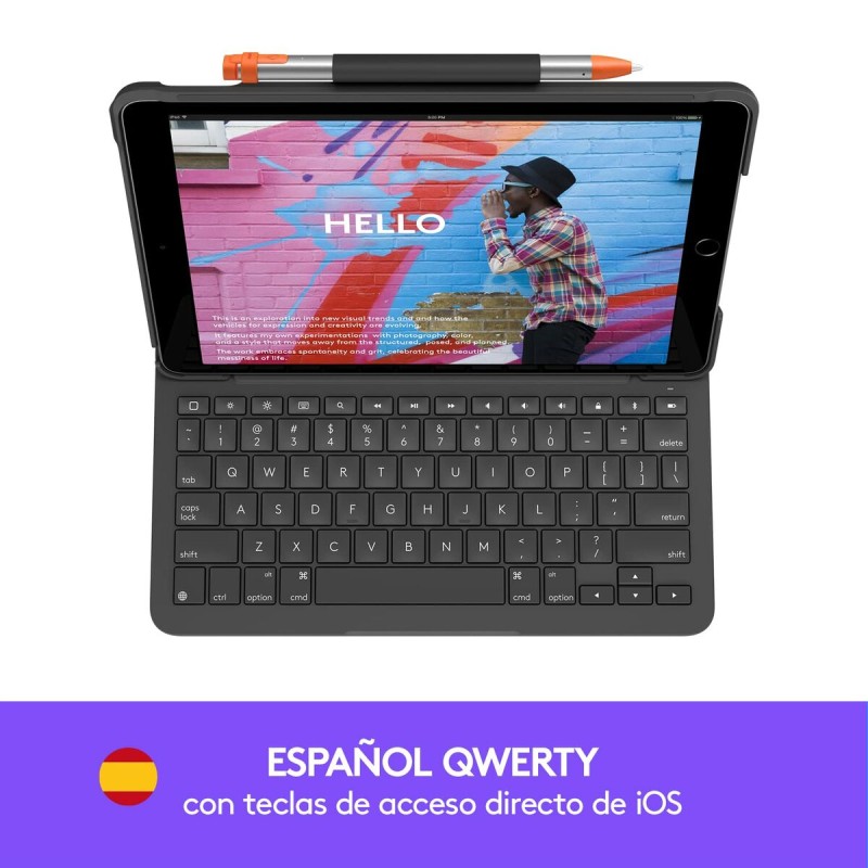 Custodia per Tablet e Tastiera Logitech 920-009478 Grigio Grafite Qwerty in Spagnolo QWERTY Custodia per Tablet e Tastiera Logitech 920-009478 Grigio Grafite Qwerty in Spagnolo QWERTY