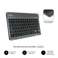 Tastiera Bluetooth con Supporto per Tablet Subblim SUBKT3BTL200 Nero Qwerty in Spagnolo QWERTY