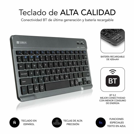 Custodia per Tablet Subblim SUBKT3-BTS060 Nero Qwerty in Spagnolo
