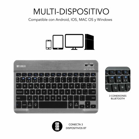 Custodia per Tablet Subblim SUBKT3-BTS060 Nero Qwerty in Spagnolo
