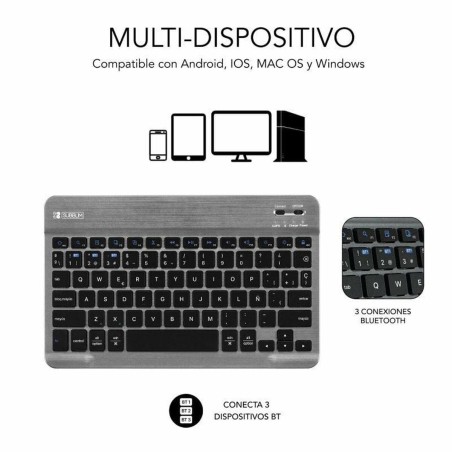Custodia per Tablet Subblim SUBKT3-BTS060 Nero Qwerty in Spagnolo