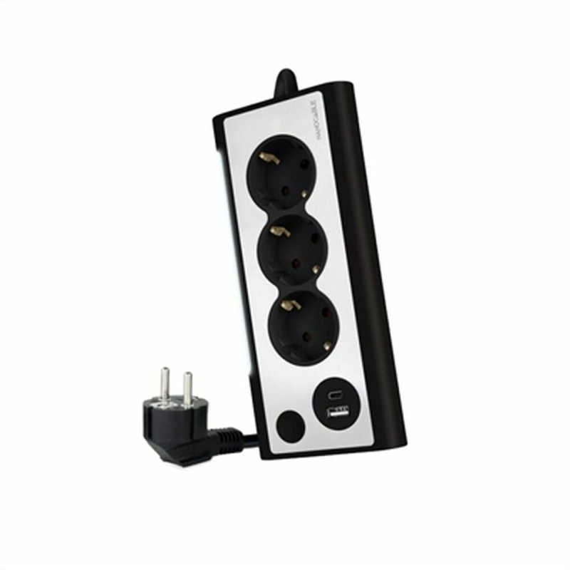 Multipresa 3 Tomas Schuko NANOCABLE 10.37.0013-BK USB x 2 Multipresa 3 Tomas Schuko NANOCABLE 10.37.0013-BK USB x 2