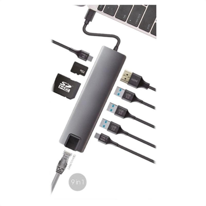 Hub USB CoolBox COO-DOCK-01 Grigio Argentato Hub USB CoolBox COO-DOCK-01 Grigio Argentato