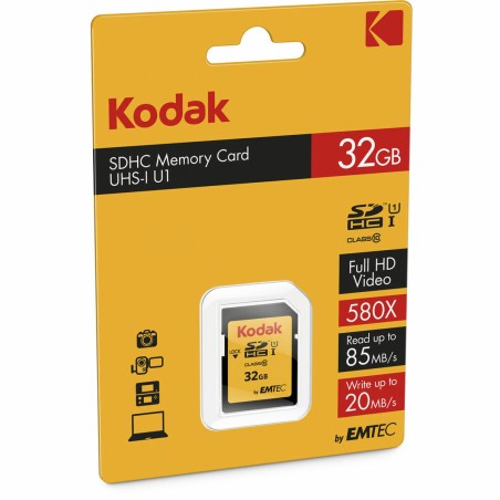 Scheda Di Memoria Micro SD con Adattatore Kodak SDHC32GBCLASS10U1 32 GB SDHC UHS-I Classe 10