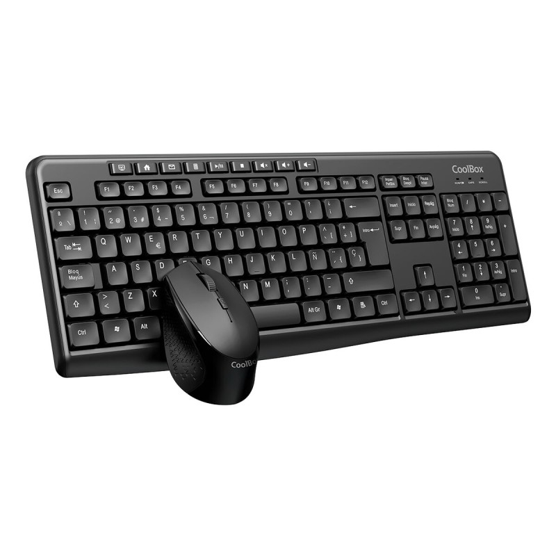 Tastiera e Mouse CoolBox Nero Qwerty in Spagnolo Tastiera e Mouse CoolBox Nero Qwerty in Spagnolo