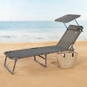 Lettino Aktive Grigio 193 x 53 x 30 cm Pieghevole Ombrellone