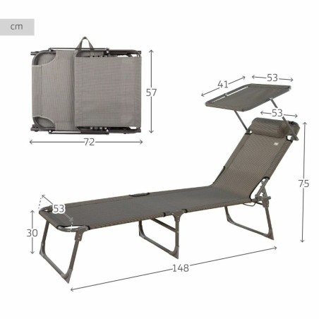 Lettino Aktive Grigio 193 x 53 x 30 cm Pieghevole Ombrellone