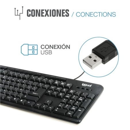 Tastiera iggual CK-BASIC-120T QWERTY USB Nero Spagnolo Scimmia (1 Pezzi)