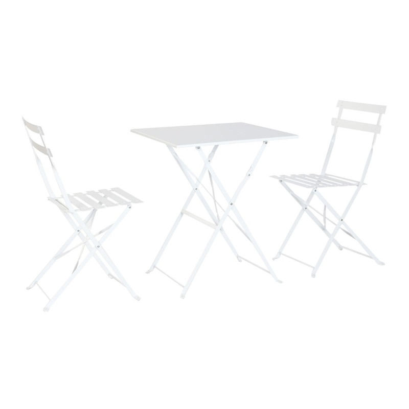 Tavolo con 2 sedie Home ESPRIT Bianco 60 x 60 x 71 cm Tavolo con 2 sedie Home ESPRIT Bianco 60 x 60 x 71 cm