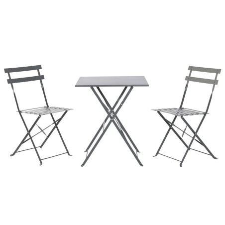 Tavolo con 2 sedie Home ESPRIT Grigio 60 x 60 x 71 cm