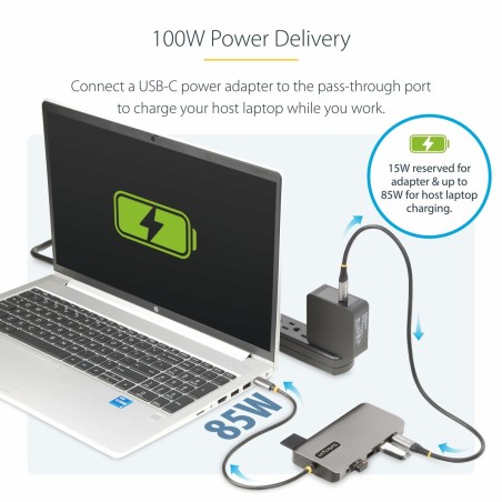 Hub USB Startech 154B-USBC-MULTIPORT Grigio 100 W