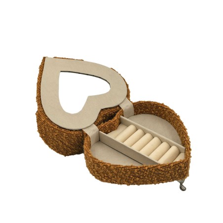 Scatola-Portagioie Versa Senape Poliestere Metallo Specchio Legno MDF 16 X 13,5 X 16 CM Divano