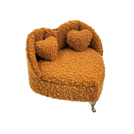Scatola-Portagioie Versa Senape Poliestere Metallo Specchio Legno MDF 16 X 13,5 X 16 CM Divano