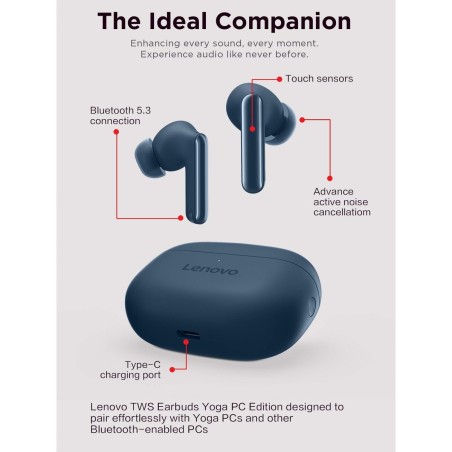 Auricolari Wireless con Custodia di Ricarica Lenovo TWS YOGA PC Edition