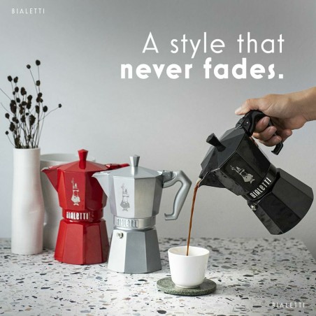 Caffettiera Italiana Bialetti MOKA EXCLUSIVE Rosso Alluminio 6 Tazze