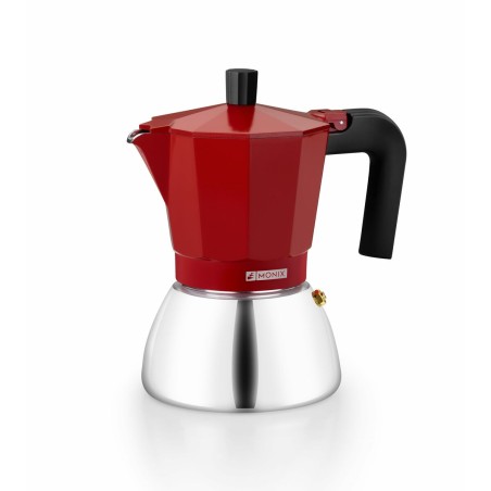Caffettiera Italiana Monix INOX RED 6T Rosso Acciaio inossidabile 6 Tazze