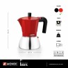 Caffettiera Italiana Monix INOX RED 6T Rosso Acciaio inossidabile 6 Tazze