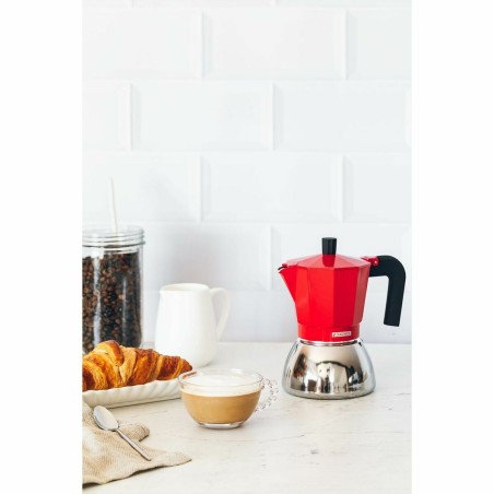 Caffettiera Italiana Monix INOX RED 6T Rosso Acciaio inossidabile 6 Tazze