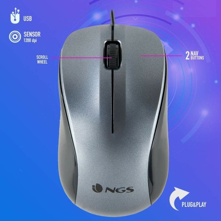Mouse Ottico Mouse Ottico NGS NGS-MOUSE-1091 Grigio 1200 DPI