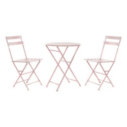 Tavolo con 2 sedie DKD Home Decor MB-177410 Rosa 60 x 60 x 75 cm (3 pcs)