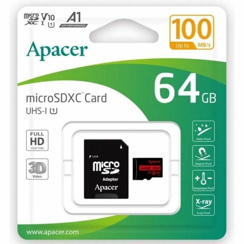 Scheda Di Memoria Micro SD con Adattatore Apacer XC UHS 1 64 GB Scheda Di Memoria Micro SD con Adattatore Apacer XC UHS 1 64 GB