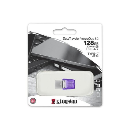 Memoria USB Kingston DataTraveler  microDuo 3C Acciaio 128 GB (1 Unità)