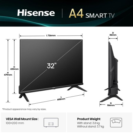 Smart TV Hisense 32A4Q        32 32" HD LED HDR
