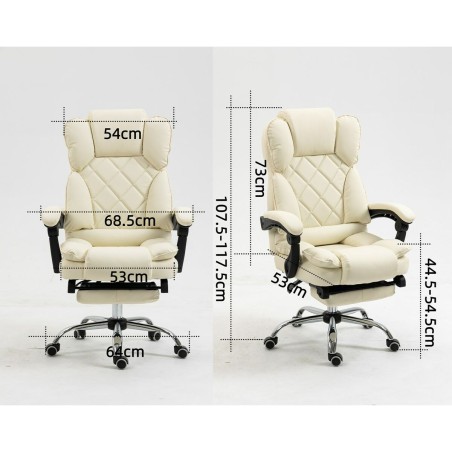 Sedia da Ufficio Activejet YK7416 BE Nero Beige Argentato