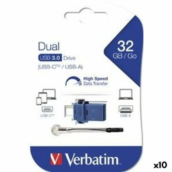 Memoria USB Verbatim GO SPEED DUAL Azzurro 32 GB (10 Unità)