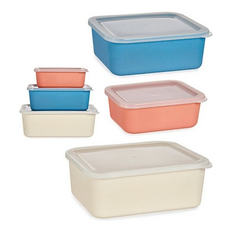 Set di Scatole per Sistemare Impilabili 8081 8081 Rosso Multicolore Arancio Crema Blu scuro Bambù Melammina Amido di mais 3 Pezz