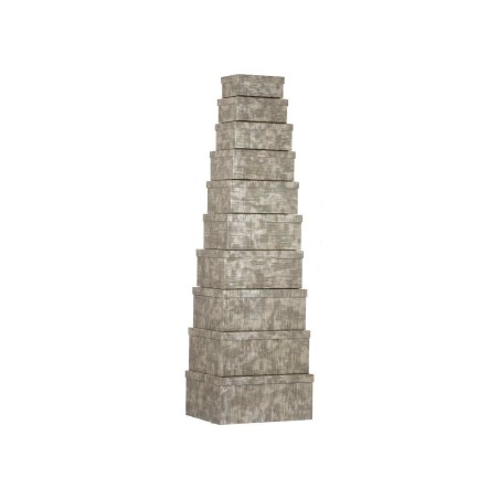 Set di Scatole per Sistemare Impilabili Pincello 128 128 Antracite Cartone Righe (2 Unità)