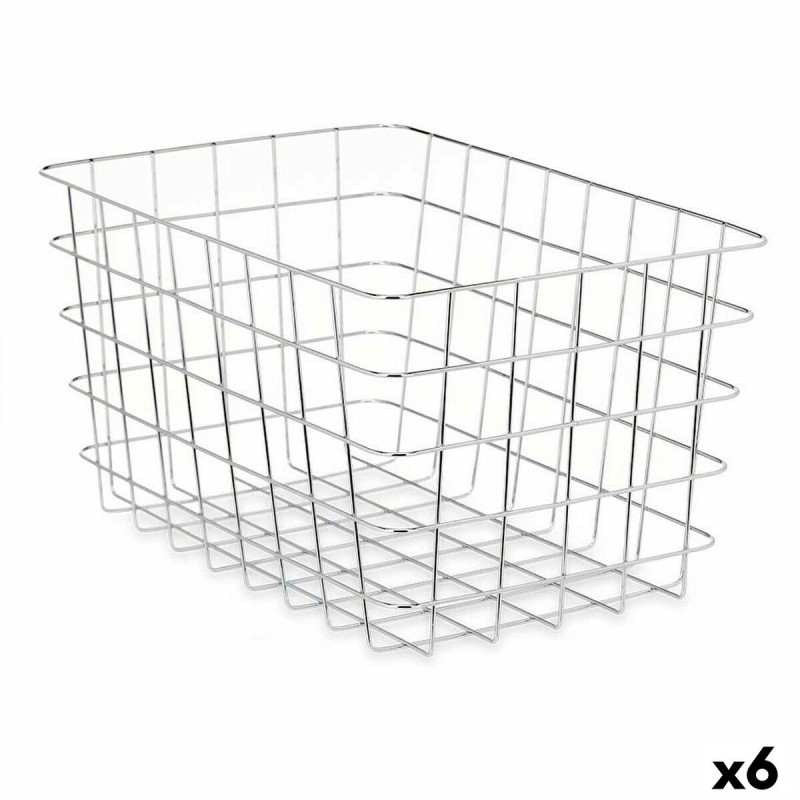 Cestino Multiuso Kinvara W5759K-L CHROME W5759K-L CHROME Argentato Argento Metallo 38 x 21 x 26 cm Rettangolare (6 Unità)