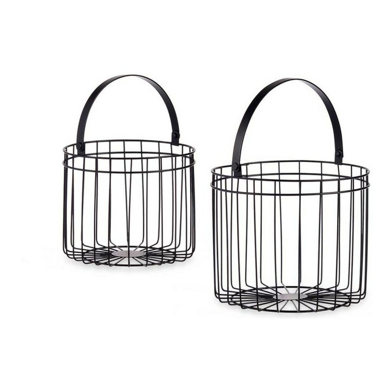Set di Cestini Gift Decor JY19149BK JY19149BK Nero Metallo Cilindrica
