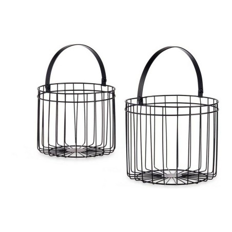 Set di Cestini Gift Decor JY19149BK JY19149BK Nero Metallo Cilindrica