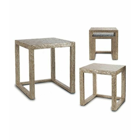 Set di 2 tavoli Gift Decor TLC-82020/2 BIG-S3603662 Bianco Beige Dorato 42,5 x 61 x 60 cm (2 Pezzi) (2 Unità)