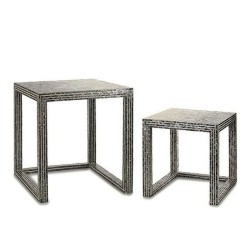 Tavolo aggiuntivo Gift Decor TLC-82020/2 BIG-S3603676 Grigio Madreperla 42,5 x 61 x 60 cm (2 Pezzi) (2 Unità)